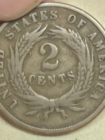 1868 US 2 (two) cent coin good condition