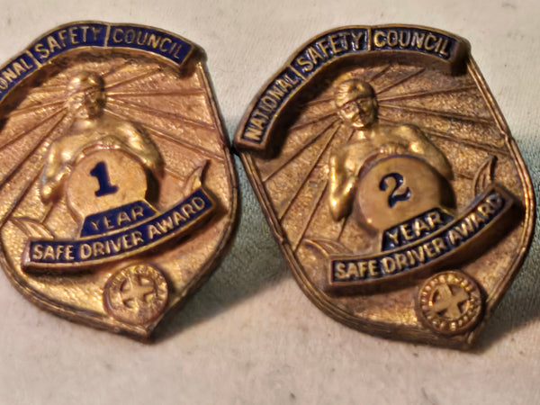 Lot of 18 National Safety Council Safe Driver pin & screw back Awards
