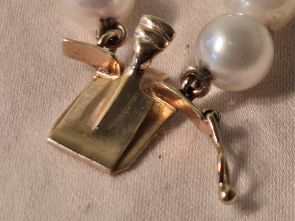 14k yellow Gold Double Strand Pearl Bracelet 6-7mm heavy clasp