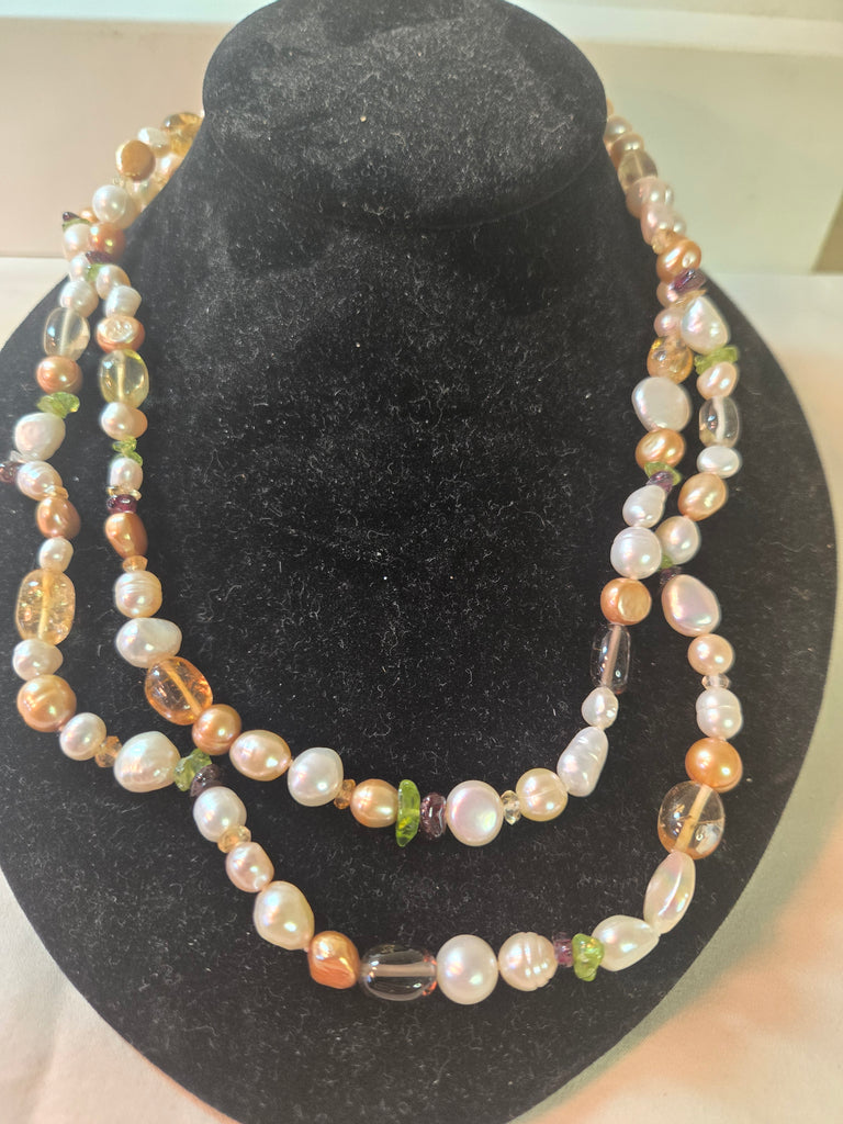 Honora Gold & white Keshi Cultured pearl 38" necklace, sterling clasp New in Box