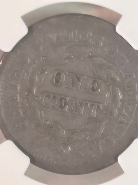 1851 US Braided Hair Large Cent coin NGC VF details Environmental damage
