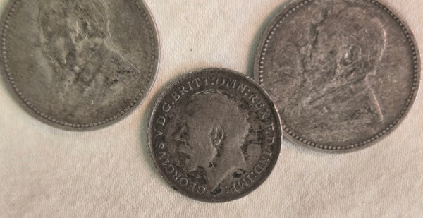 Lot of 7 South Africa 6 Pence coins, all 1895, .925 silver