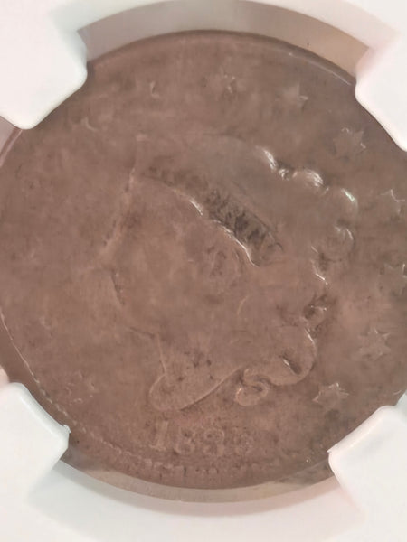 1835 US Coronet Head  Large Cent coin NGC VG Details cleaned