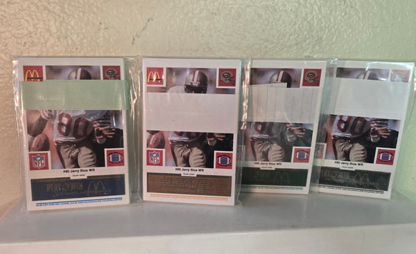 1986 McDonald's cards Jerry Rice, 4 unopened packs of 24, all 4 colors