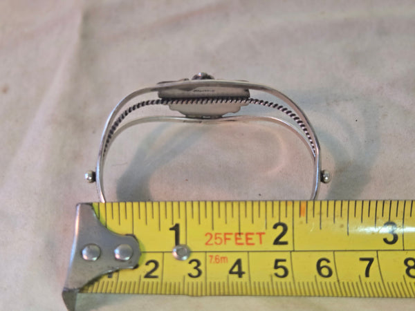 Native American Cuff Bracelet Signed W. C. Sterling silver & Turquoise