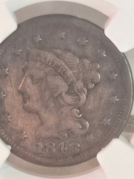 1846 US Braided Hair Large Cent small date 1c, NGC VF details, cleaned