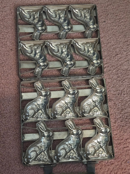 Cast 6 Bunny Rabbits Hinged Chocolate Candy Mold