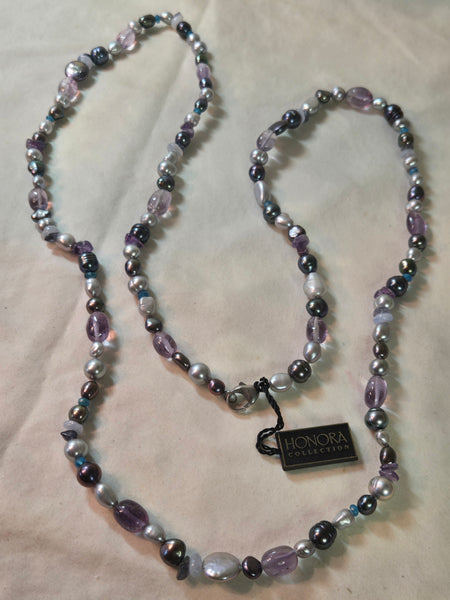 Honora 38" multicolor Keshi long strand pearls, sterling clasp, New in Box