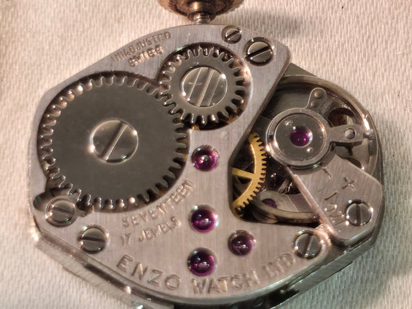 Vintage Enzo 17j Swiss Pendant Watch, manual wind, gold tone, runs