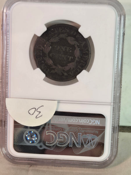 US Coronet Head 1831 Large Cent NGC VG details, cleaned coin
