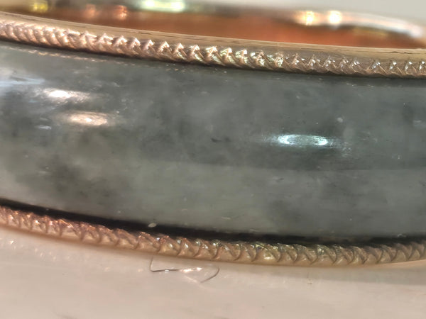 Green Jade 14k gold Eternity Ring, translucent Nephrite size 7.25