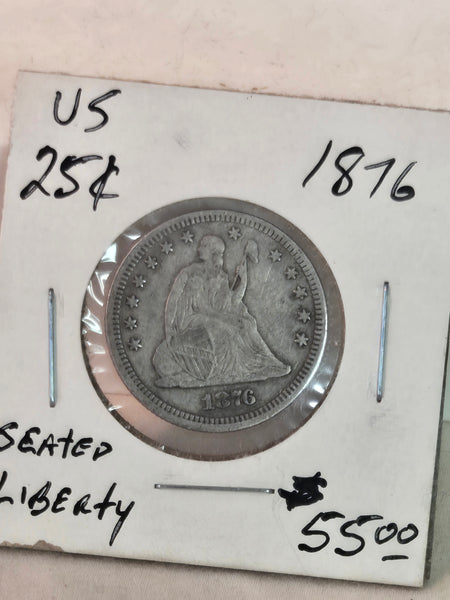 U.S. 1876 Seated Liberty Quarter 25 cents