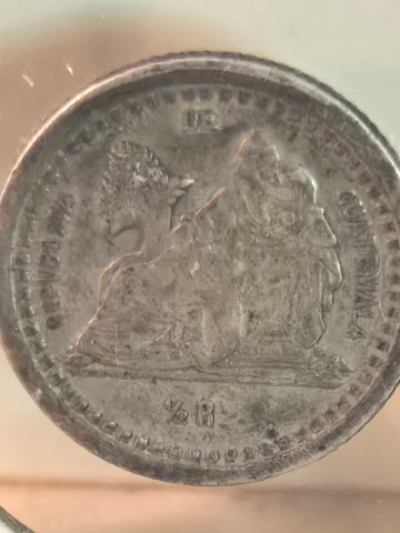 1879 Guatemala 1/2 Real .835 silver coin