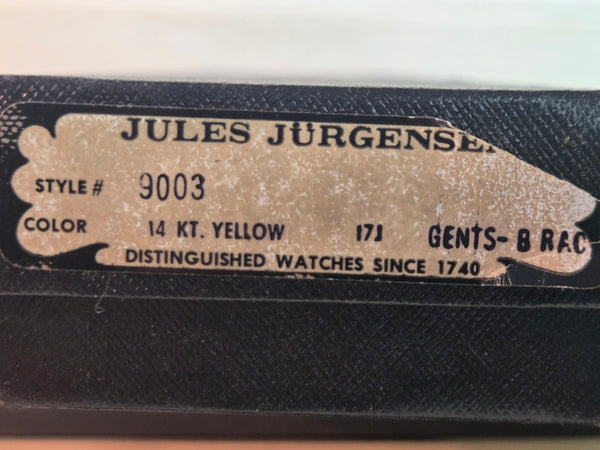 Jules Jurgensen 14k Mens 17j #9003 wristwatch c.1970 original box, just serviced