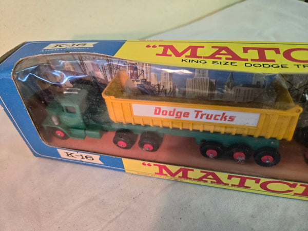 Matchbox K-16 Lesney Dodge Trucks w/twin tippers c.1966 1:6 scale