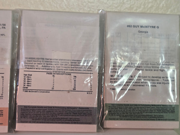 1986 McDonald's cards Jerry Rice, 4 unopened packs of 24, all 4 colors