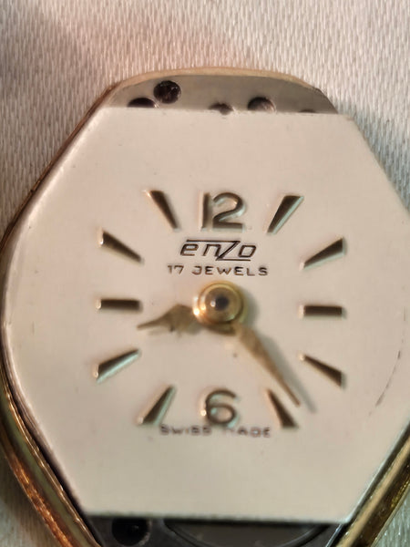 Vintage Enzo 17j Swiss Pendant Watch, manual wind, gold tone, runs