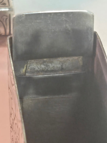 Victorian Sterling Silver Cigarette case, Box engraved Florentine scroll 129g.