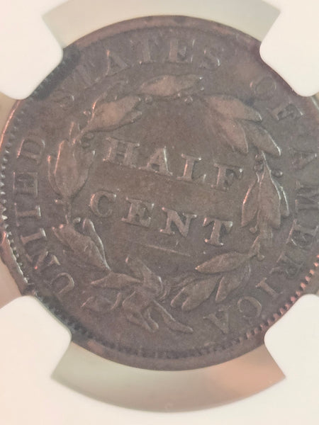 1833 US Classic Head 1/2 Half Cent C-1 VF details damaged NGC graded