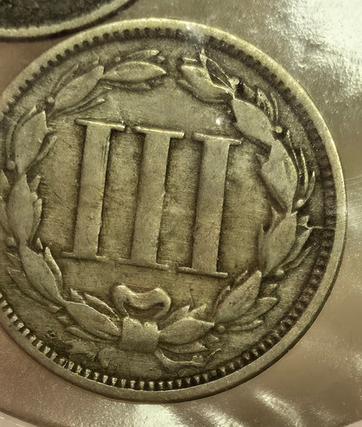 Lot of 2 1865 3 cent nickels good condition