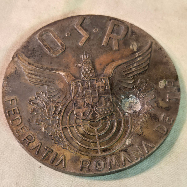 Romania 2nd place Shooting Medal, bronze 1944 dated 62mm