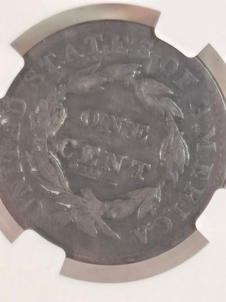 US Coronet Head 1c Large Cent coin NGC Fine Details, scratches