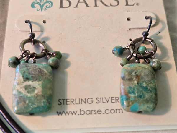 Barse Nautilus Necklace & 2 pairs of Earrings, Sterling Silver Turquoise