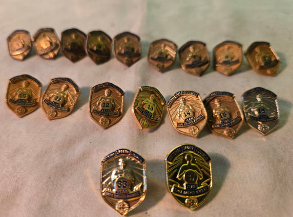 Lot of 18 National Safety Council Safe Driver pin & screw back Awards