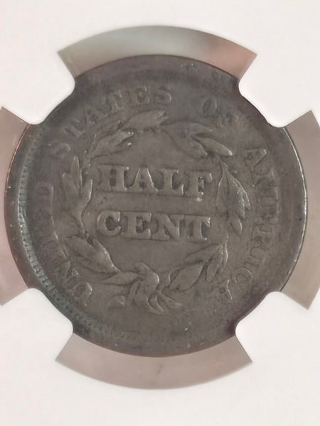 1850 US Braided Hair 1/2 half Cent c-1 NGC VG 8 BN graded