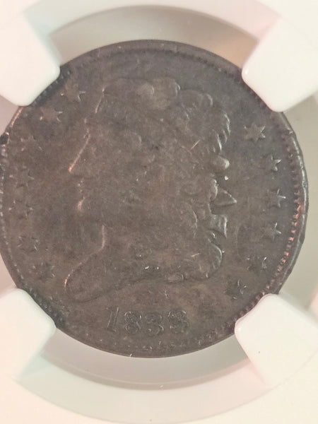 1833 US Classic Head 1/2 Half Cent C-1 VF details damaged NGC graded