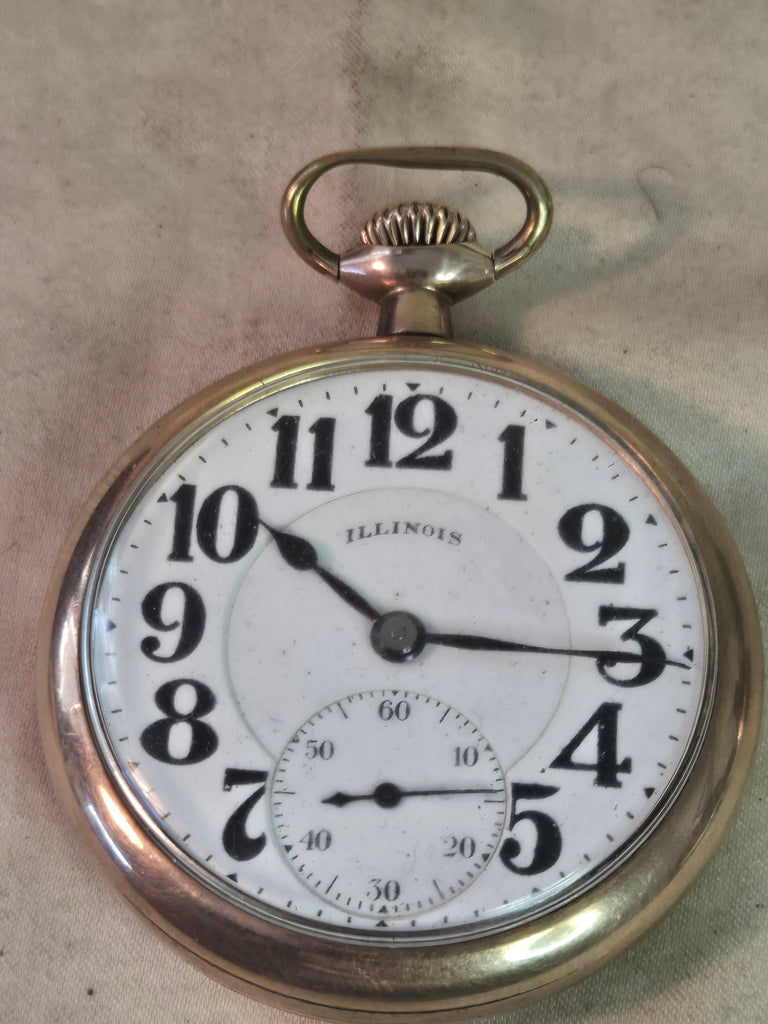 Illinois 16S 21J LS adj. 6p Bunn Special pocket watch c.1921, heavy YGF engraved case, runs