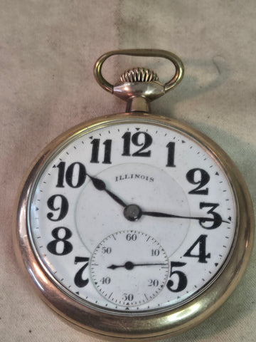 Illinois 16S 21J LS adj. 6p Bunn Special pocket watch c.1921, heavy YGF engraved case, runs