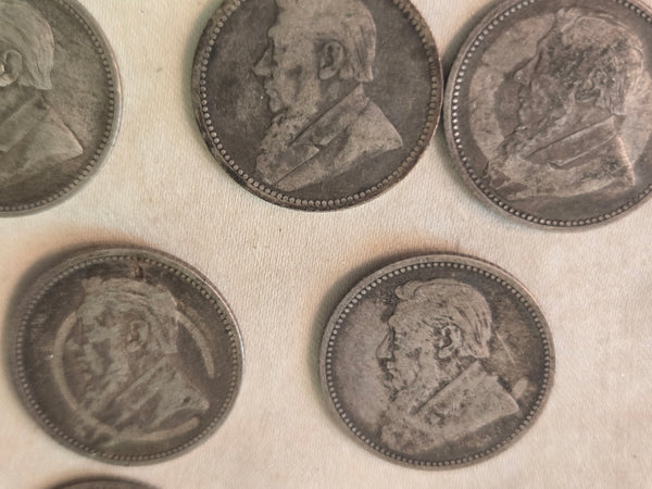 Lot of 7 South Africa 6 Pence coins, all 1895, .925 silver