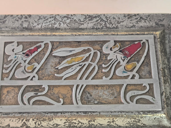 Heintz Sterling on Bronze card, Cigarettes Box Arts Crafts, Pat Aug 27 1912