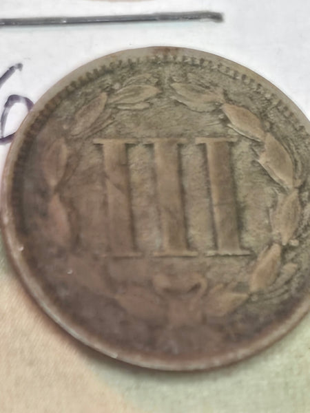 1866 United States 3 three cent Nickel