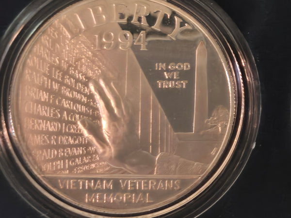 US Mint 1994 Veterans Commemorative 3 coin Silver Dollar Proof set, POW, Vietnam, Women in military w/COA