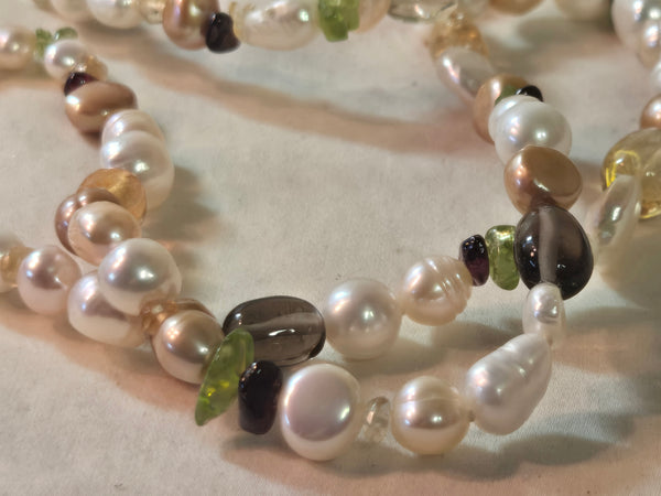 Honora Gold & white Keshi Cultured pearl 38" necklace, sterling clasp New in Box