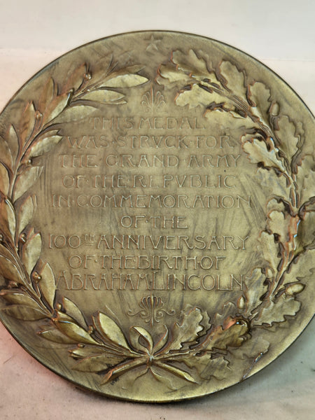 Davidson's 1809-1909 Grand Army of the Republic Medal, Medallion 76mm Bronze