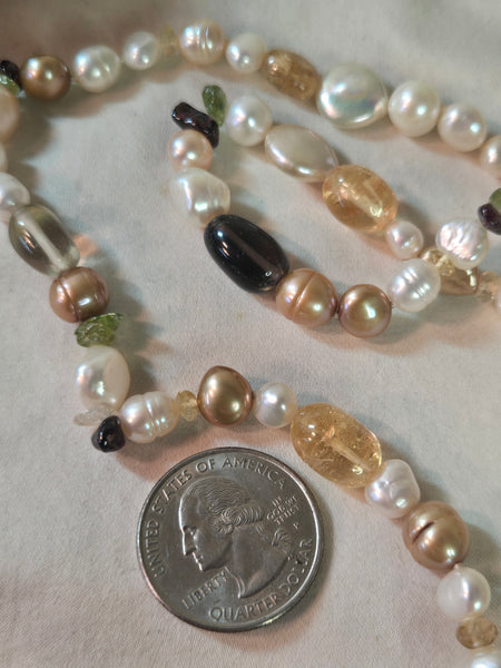 Honora Gold & white Keshi Cultured pearl 38" necklace, sterling clasp New in Box
