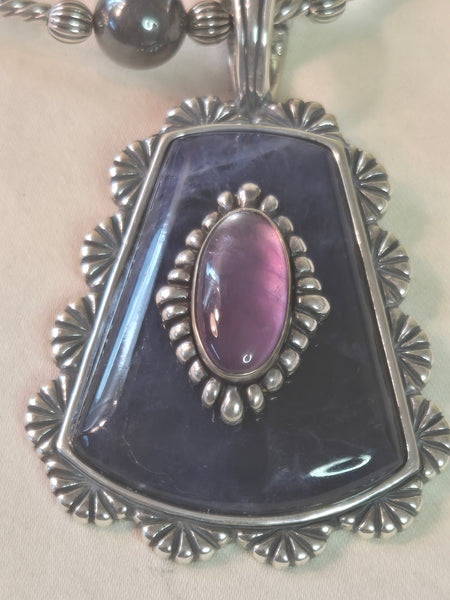 Carolyn Pollack Amethyst Sodalite Sterling Silver Necklace w/Pendant