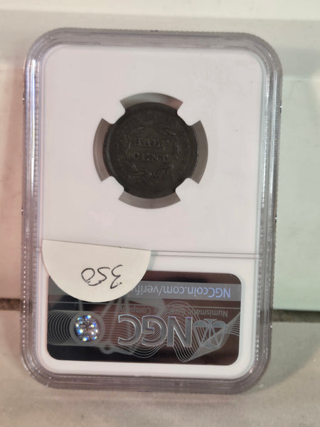1850 US Braided Hair 1/2 half Cent c-1 NGC VG 8 BN graded