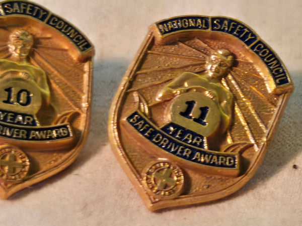 Lot of 18 National Safety Council Safe Driver pin & screw back Awards
