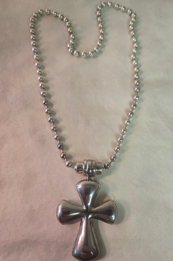 Joseph Esposito Sterling Silver Cross Necklace 50g. 20" Snapet