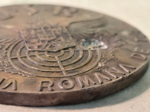 Romania 2nd place Shooting Medal, bronze 1944 dated 62mm