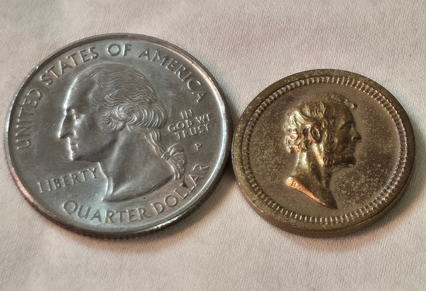 1868 Washington Lincoln Token Brass/Bronze 19mm Baker 246A 3g.
