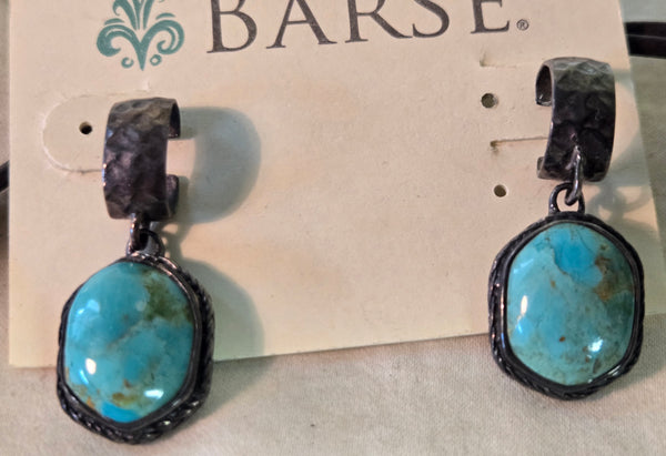 Barse Nautilus Necklace & 2 pairs of Earrings, Sterling Silver Turquoise