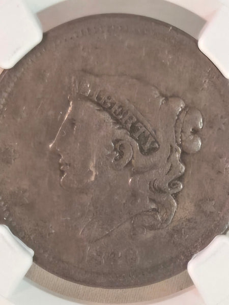 1838 US Coronet Head Large Cent coin NGC VG 10 BN