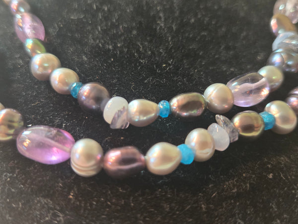 Honora 38" multicolor Keshi long strand pearls, sterling clasp, New in Box