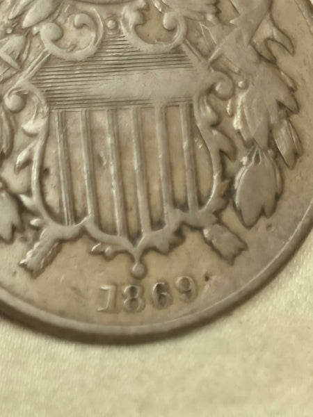 1869 United States 2 (two) cent coin