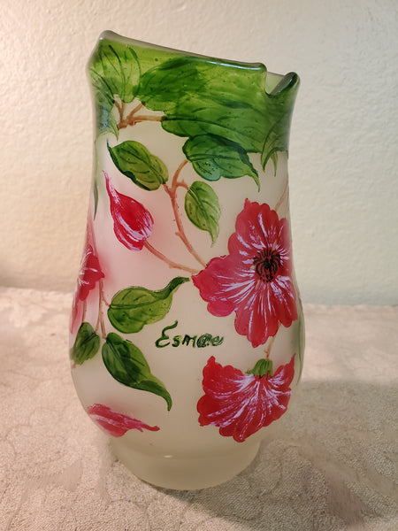 Esmee Hand Painted art glass vase Jean Paul Esmee France